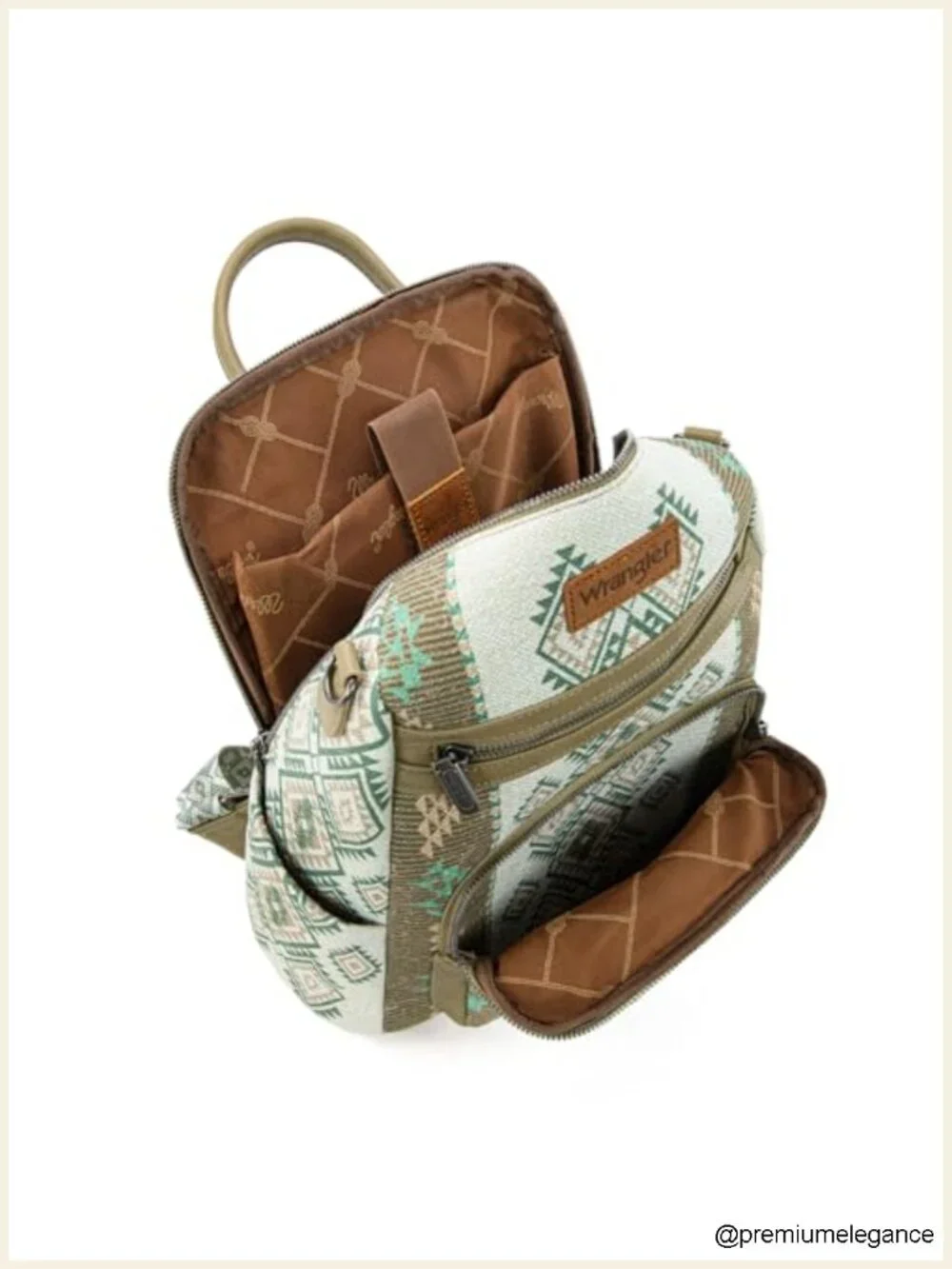 Canvas Convertible Backpack Purse with Aztec Embroidery